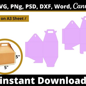 Gable Box Label Template, Instant Download,  5 X 5 Custom Size
