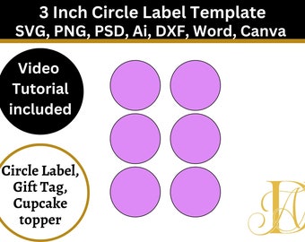 3 "Kreis Label Vorlage: DIY Sticker Design (Digitaler Download)