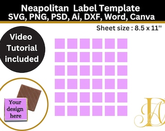 Neapolitan Chocolate Template, Svg, Png, Dxf, Eps, Canva, Label, Wrapper, Cut File, Cricut, Silhouette, Sublimation, Printable, Diy, Gift
