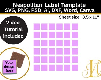 Napolitaanse chocoladelabelsjabloon: doe-het-zelfverpakking (digitale download)