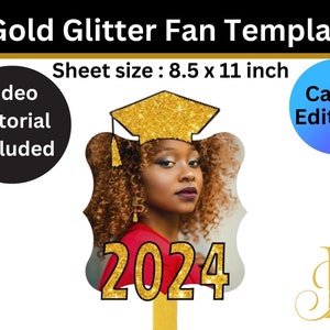 Graduation Fan Template, Graduation Stole Template, Canva Template