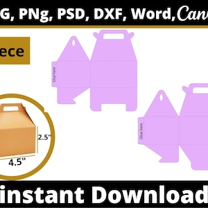 Gable Box Template, Gift Box Template, Party Favor Gift Bag with Handles, Gable Lunch Box, Chip bag Box, Psd, Dxf, Png, Psd, Svg