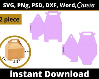 Gable Box Template: Party Favor Gift Bag with Handles (Digital Download)