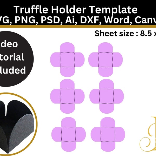 Truffle Holder Template, Ferrero Holder Template, Svg, Dxf, Psd, Png, Eps, 8.5"x11" sheet, Printable, Party Template, Instant download File