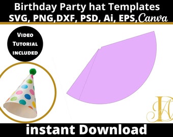 Party Hat Template, Birthday hat template, Cone hat, Paper Hat, Birthday Party hat, Blank Paper Hat