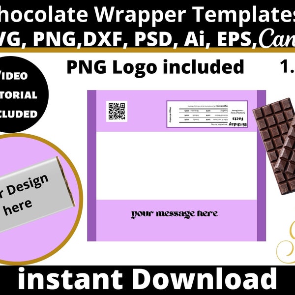 Chocolate bar wrapper template, Harshey bar wrapper template, Chip bag template instant download, Blank candy bar wrapper template,