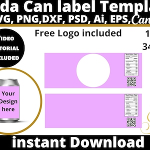 12oz Soda Can Template, Soda Can Wrapper Template, Chip Bag Template, Digital Download, Canva Template, EDITABLE Beer Can Label Template