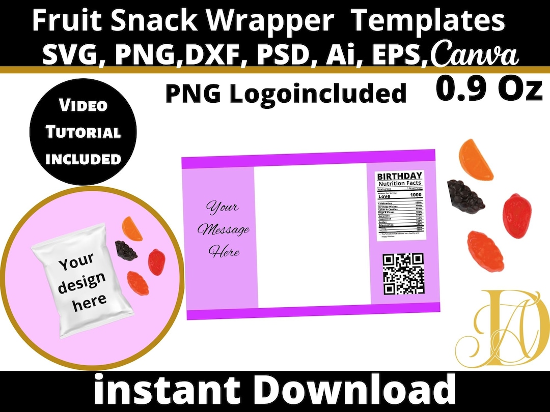 Fruit Snack Label, Fruit Snack Candy Birthday Printable, Fruit Snack
