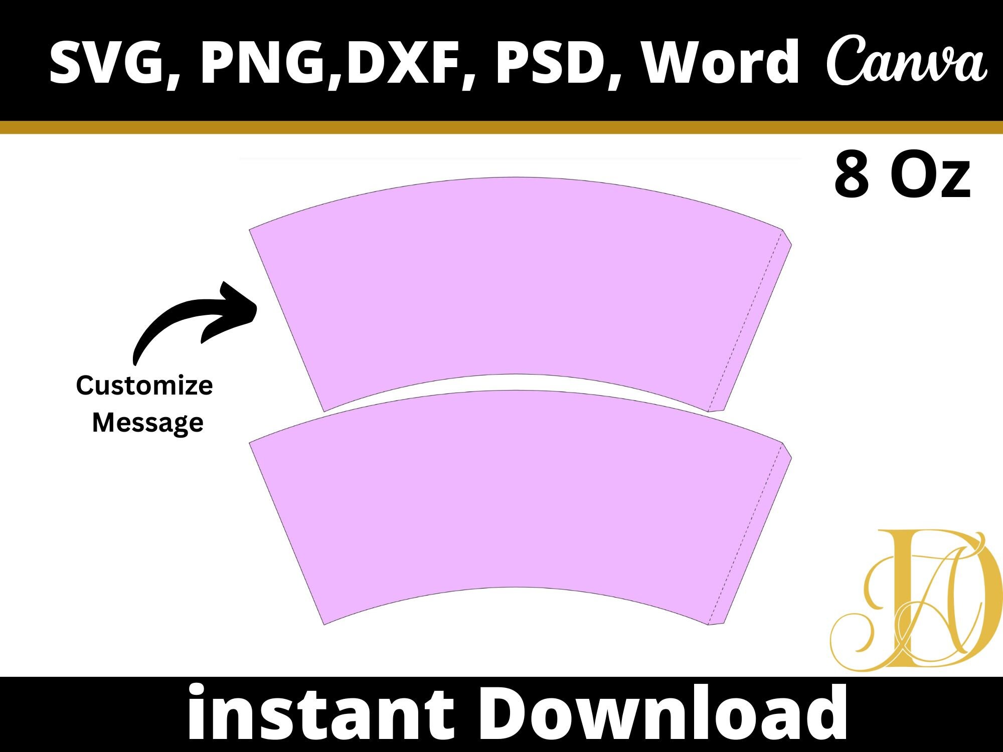 8 Oz Cup Wrapper Template DIY Label, Canva, Cricut (digital Download