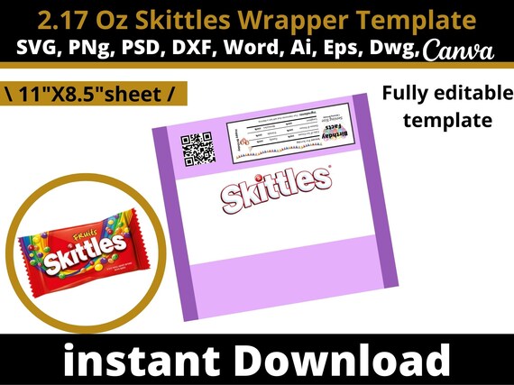 Skittles Wrapper Template Skittles Candy Wrapper Template - Etsy