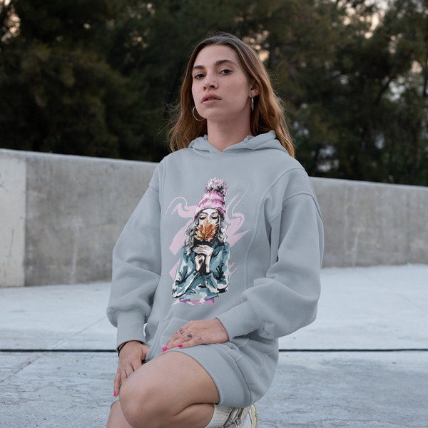 Robe sweat femme avec capuche