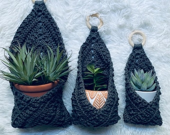 Crochet Hanging Basket Pattern Wall Pocket Organizer Wall Hanging Boho Crochet Crochet Basket Pattern Crochet Plant Hanger Crochet Pattern