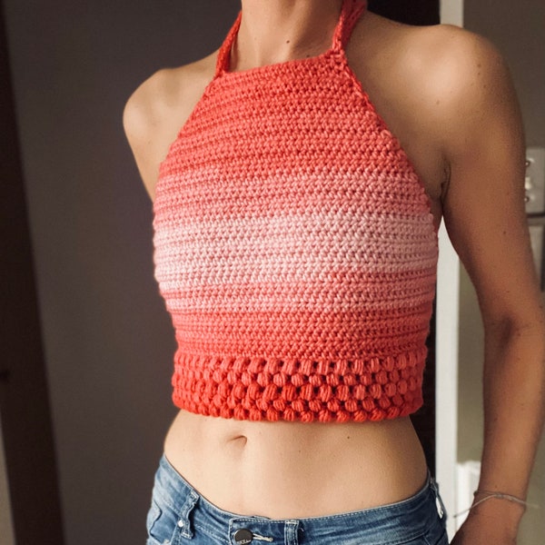 Crochet Pattern Crochet Crop Top Crochet Halter Top Boho Crochet Summer Top Shirt Backless Tie Top Easy Crochet Beginner Crochet