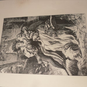 Vintage Lithograph &quot;The Maiden and Lover&quot; Benczur-Gyula, Artist