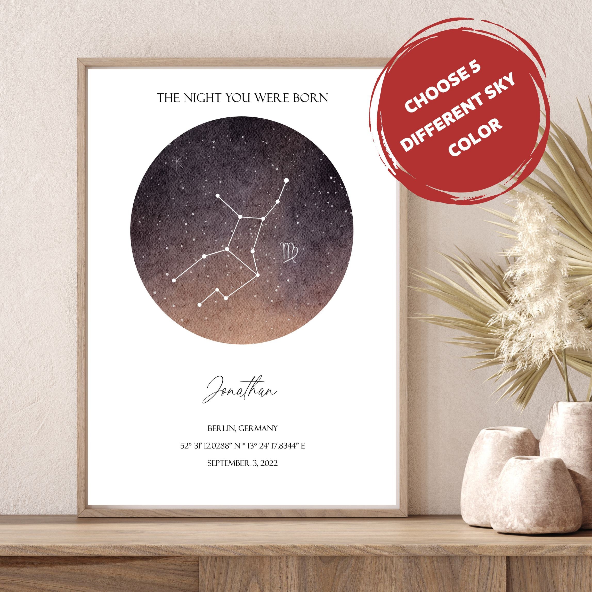The Night You Were Born Poster, Star Map, Custom Zodiac Print ...