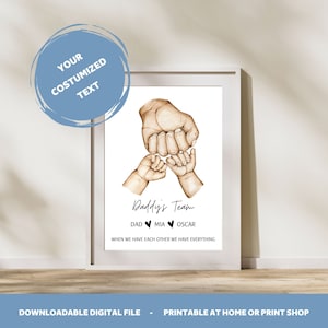 Daddy Gifts, Father’s Day gift, Fist Bump Print, Family Hands, Daddys Dream Team, Birthday Gift For Dad, Personalised Dad Present, From Kids