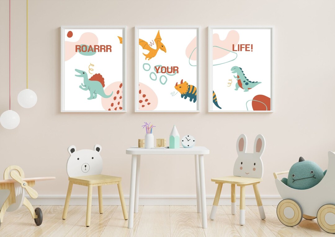 Printable Dinosaurs Wall Art Set of 3, Boy Nursery Gift, Digital ...