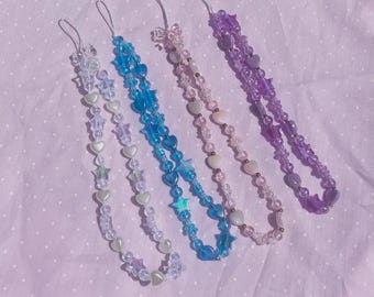 chunky iridescent beaded phone charms/camera strap