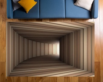 Tunnel Rug, Optical Illusion Rug, Illusion Rug, Rectangular Illusion Rug, Vortex Illusion Rug, 3D Effect, For Living Room Rug, Washable Rug