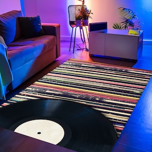 Vinyl Record Rug, Music Decor, Music Cover Rug, Retro Music Decor, Album Collection Decor, Music Lover Rug, Washable Rug, Non Slip Rug