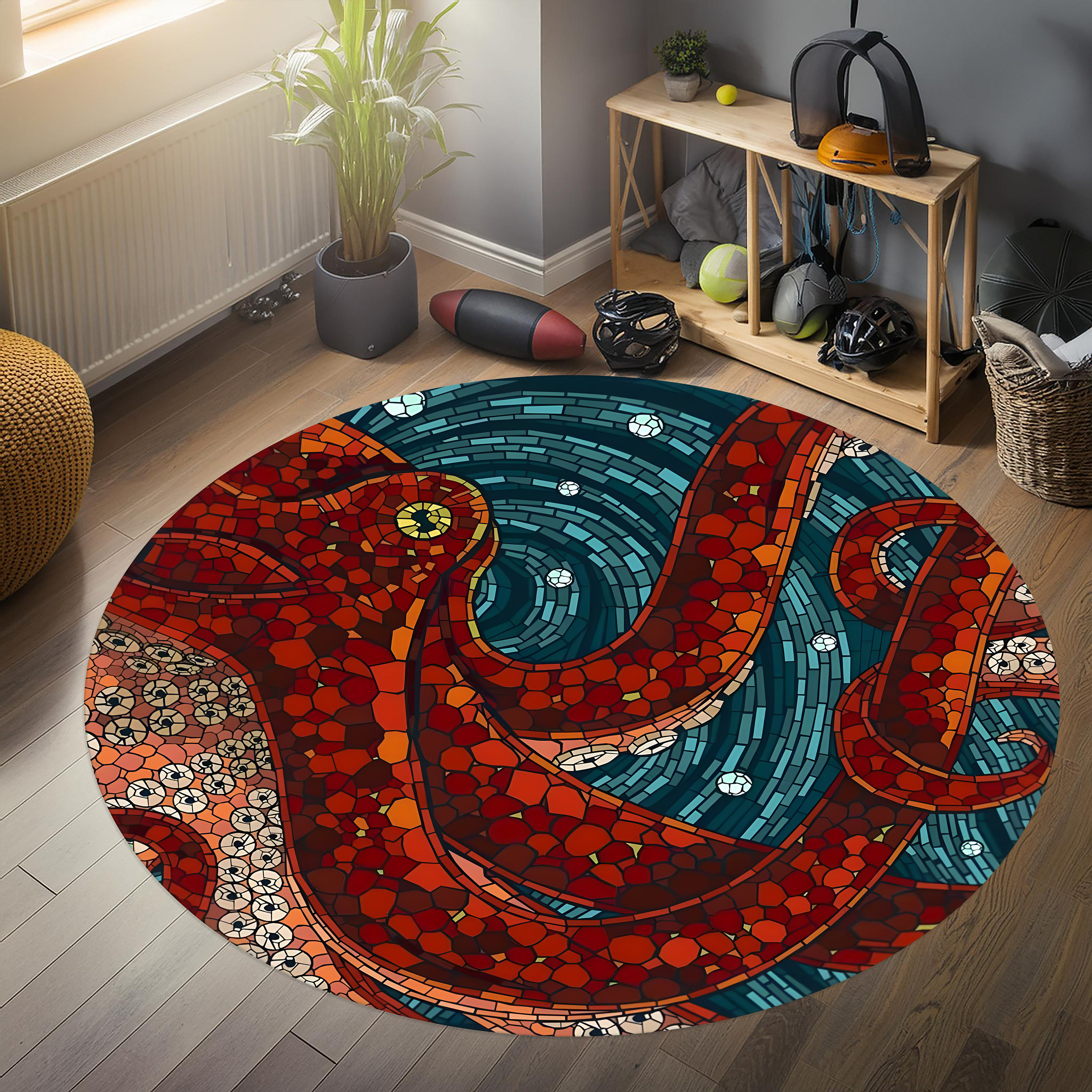 Octopus Rug,octopus Pattern Rug,animals Rug,wild Animal Rug, Mosaic ...
