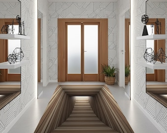Tapis tunnel, tapis illusion d'optique, tapis illusion, tapis rectangulaire illusion, tapis illusion Vortex, effet 3D, tapis de salon, tapis lavable