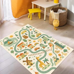Kids Play City Road Rug, Car Rug, Traffic Rug, Car Racing Rug, Children&#39;s Play Mat,Road Mat, Play Rug, Kids Room Rug, Traffic Education Rug