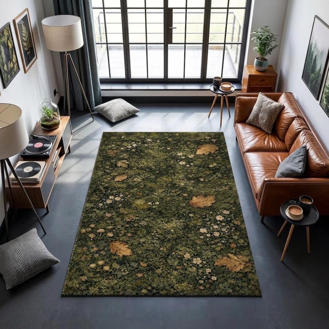 Foresty Rug Forest Floor Rug, Moss Botanical Carpet, Woodland Nature Area Rug ...