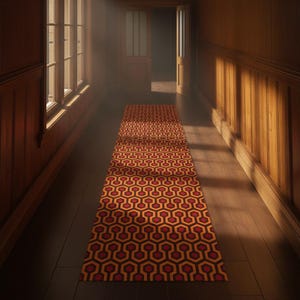 Shinning Hotel Rug, Halloween Runner Rug, Horror Corridor Rug, Office Runner Rug, Scary Rug, Halloween Decor, Red Pattern Rug, Non Slip Rug