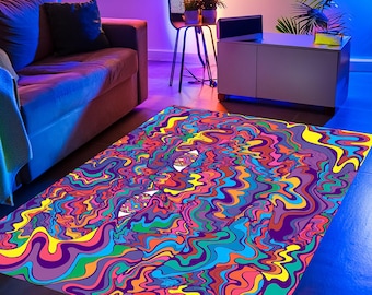 Psychedelic Rug, Trippy Art Rug, Hippie Rug, Modern Rugs, Anti-Slip Carpet,