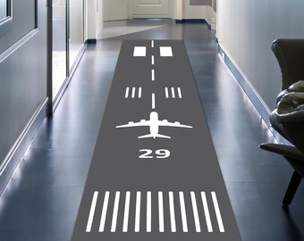 空港滑走路子供用プレイラグ、パイロットラグ、飛行機ラグ、航空機ラグ、飛行機道路ラグ、子供用プレイマット、滑走路ランナーラグ、洗える滑り止めラグ