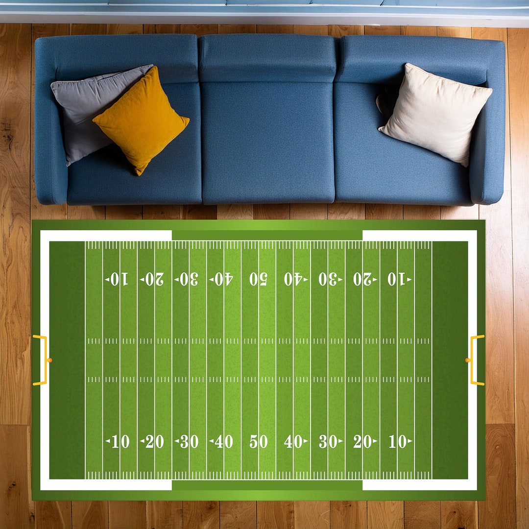 American Football Rug, Soccer Field Rug, Custom Team Logo Rug, Sports ...