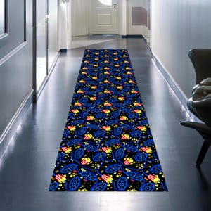 Movie Night Runner Rug – Colorful Cinema Theme Carpet – Popcorn & Film Reel Hallway Mat – Fun Home Theater Runner – Bold Entertainment Decor