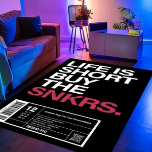 Customize Sneaker Box Rug, Customize Your Label, Personalized Sneaker Rug, Sneakerhead Hypebeast Home Decor Christmas, Birthday Gift For Him