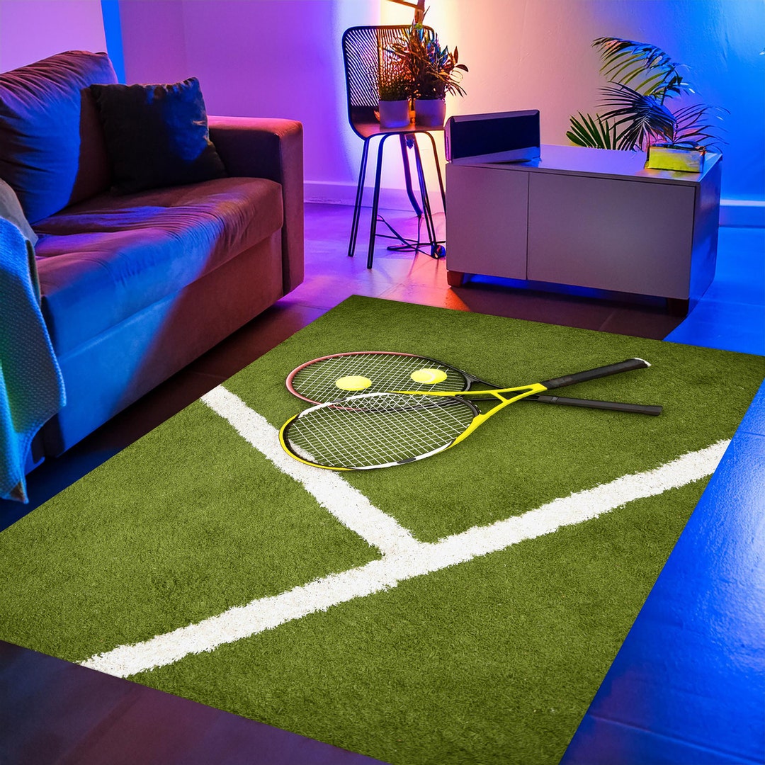 Tennis Coloured Rug Tennis Court Rug, Tennis Field Carpet, Tennis Rug, Sport Rug, Rugs for ...