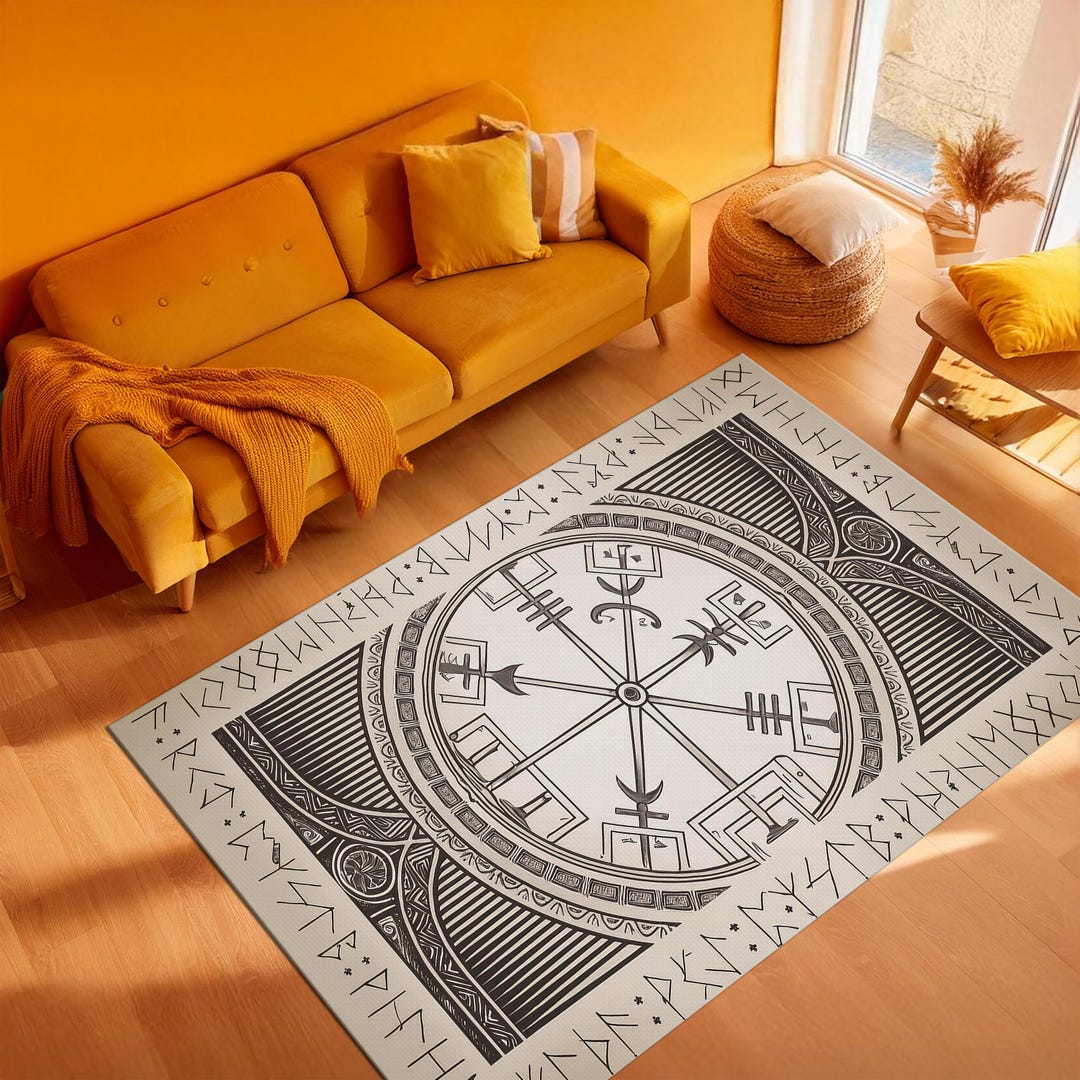 Vegvisir Viking Navigation Compass, Vegvisir Shield Rune Symbol Rug ...