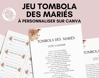 Jeu tombola des mariés - Activité idéale pour un mariage - Loterie mariage - Jeux mariage Français -   Idée cadeau tombola mariage - EVJF