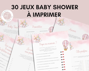 Jeux Baby Shower Thème Licorne à imprimer  - Activités Baby Shower en français à télécharger - Carte de jeux Fête Prénatale - Prédiction