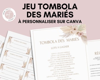 Jeu tombola des mariés - Activité idéale pour un mariage - Loterie mariage - Jeux mariage Français -   Idée cadeau tombola mariage - EVJF