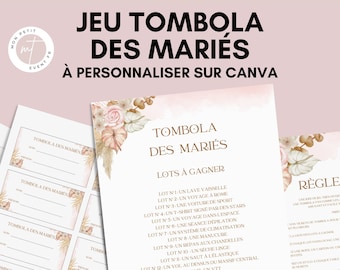 Jeu tombola des mariés - Activité idéale pour un mariage - Loterie mariage - Jeux mariage Français -   Idée cadeau tombola mariage - EVJF