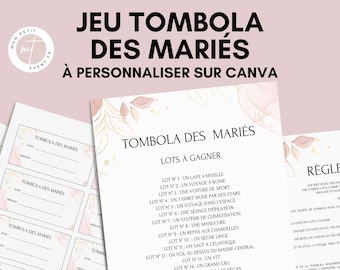 Jeu tombola des mariés - Activité idéale pour un mariage - Loterie mariage - Jeux mariage Français -   Idée cadeau tombola mariage - EVJF