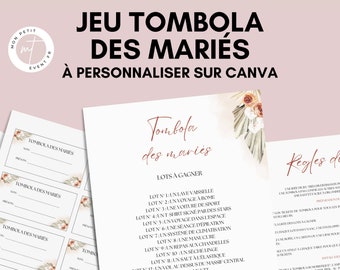 Jeu tombola des mariés - Activité idéale pour un mariage - Loterie mariage - Jeux mariage Français -   Idée cadeau tombola mariage - EVJF