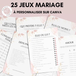 Jeux mariage Français -  Animations de table pour un mariage - Défis photos Activité mariage - Cartes de Jeu Mariage à imprimer - EVJF