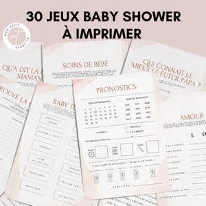 Jeux Baby Shower à imprimer - 30 Activités Baby Shower en français à télécharger - Jeux Fête Prénatale - Prédiction Bébé Français
