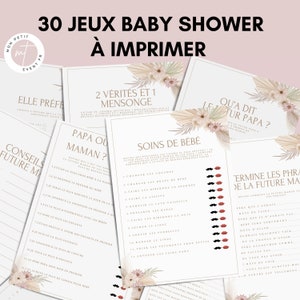 Jeux Baby Shower à imprimer  - Activités Baby Shower en français à télécharger - 30 Cartes de jeux Fête Prénatale - Prédiction Bébé Français