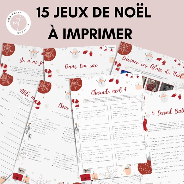 Jeux de Noël à imprimer pour adulte - Activités Noël - Carte de jeux pour Noël - Jeux de Noël animation - Jeux de Noël entre collègues