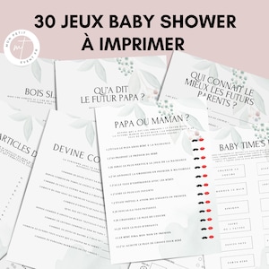 Jeux Baby Shower à imprimer  - 30 Activités Baby Shower en français à télécharger - Carte de jeux Fête Prénatale - Prédiction Bébé Français