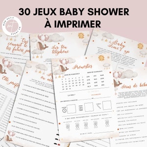 Jeux Baby Shower Baleine à imprimer - Activités Baby Shower en français à télécharger - 30 Jeux Fête Prénatale - Prédiction Bébé Français