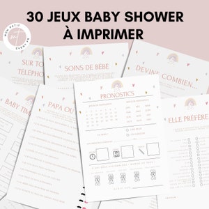 Jeux Baby Shower à imprimer  - 30 Activités Baby Shower en français à télécharger - Carte de jeux Fête Prénatale Thème Arc-en-ciel