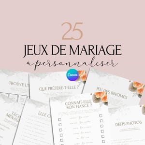 Jeux de mariage -  Activité mariage Français  - Cartes de Jeu Mariage à imprimer - Animations de table pour un mariage - Défis photos - EVJF